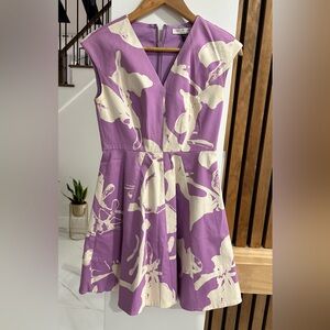 Halston Heritage Purple and Cream Floral Kids Dress